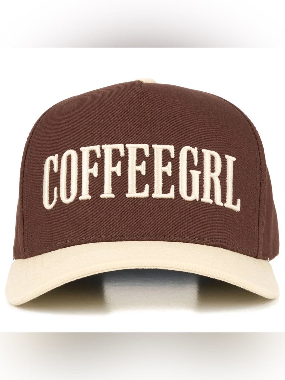 Brown CC Snapback COFFEEGRL Hat with Cream Accents